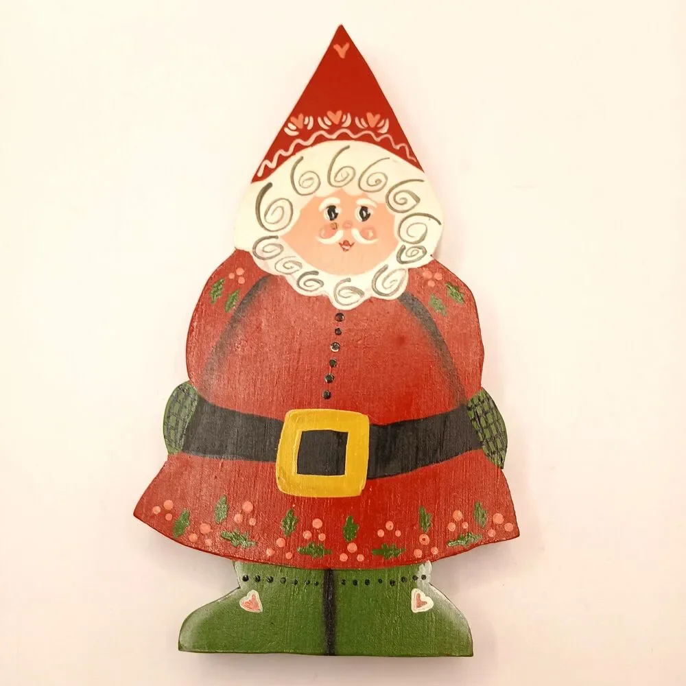 Flat Wood Santa Claus Hand Painted Folk Art Christmas Figure 8
